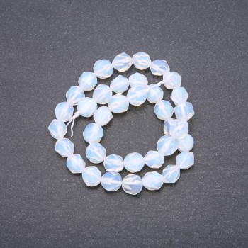 Moonstone (Synthetic) Multifaceted Beads, 8x10 mm, 40 cm strand