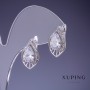 Xuping Earrings with White Crystals, Rhodium-Plated