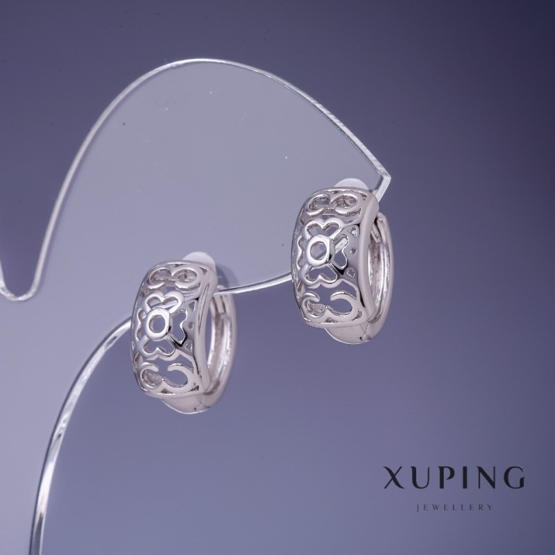 Сережки Xuping 15х8мм родій