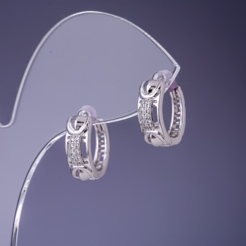 Сережки Xuping 6х14мм родій з білими стразами