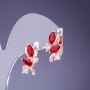 Earrings with red crystals 19x12mm in gold-toned metal