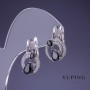 Xuping Rhodium-Plated Earrings with Black Stone 20x12 mm