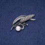 Brooch-Pendant Corn Ear with White Majorca Pearls, 68x30mm
