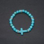 Turquoise bracelet, 8 mm diameter ±, cross insert 24×18 mm ±, circumference 18 cm on elastic