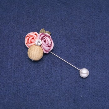 Fabric Boutonniere Brooch Pin 92x35 mm