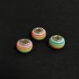 Pandora bead with mint-pink stripe, 14x8 mm, hole diameter 5 mm, packaging 10 pcs