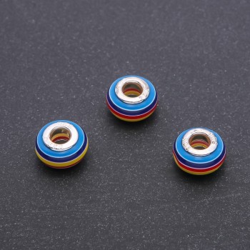 Pandora bead strip red-yellow-blue, diameter 14×8 mm, hole diameter 5 mm, packaging 10 pcs