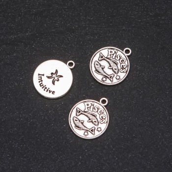 Pendant hardware Zodiac Pisces, 17 mm diameter, packaging 20 g ± 10 pcs