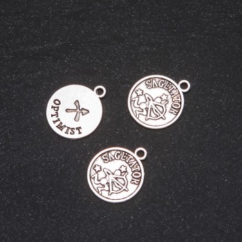 Pendant finding Zodiac Sagittarius, 17mm diameter, packaging 20 g +/- 13 pcs