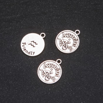 Pendant fittings Zodiac Aquarius, diameter 17mm, packaging 20 g ± 10 pcs