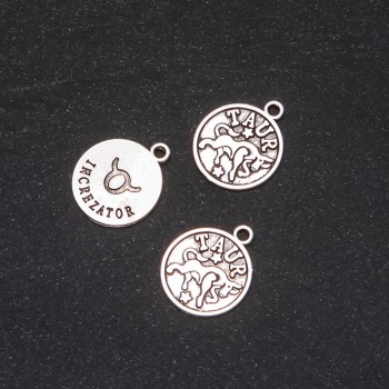 Pendant Findings 'Zodiac Taurus', 17 mm diameter, packaging 20 g +/- 14 pcs