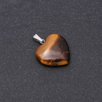Heart Pendant with Natural Tiger's Eye, 19x19x26 mm