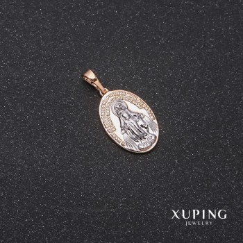 Xuping Pendant 'O Mary, conceived without sin' 12x18x25 mm Rhodium, 18k Gold Plating