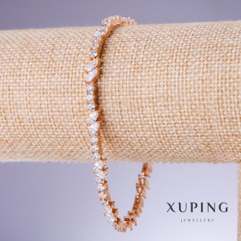 Xuping bracelet with white cubic zirconia, 5 mm thick, length 18–21 cm, 18K gold plating