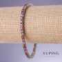 Xuping Bracelet with Multicolored Cubic Zirconia, 4 mm Thick, 18–20 cm Length, Rhodium 18K