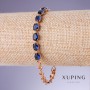 Xuping Bracelet with Blue Zircons 'Sapphire', 5 mm Thick, Length 17.5–19.5 cm, 18K Gold Plating