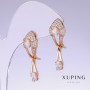 Xuping Earrings with White Zircon, length 31 mm, thickness 10 mm, 18k Gold Plated