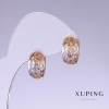 Xuping Earrings, length 15mm, thickness 6mm, rhodium and 18k gold plating