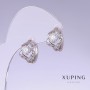 Xuping Earrings with White Cubic Zirconia, 15mm Length, 10mm Thickness, Rhodium-Plated