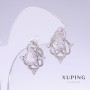 Xuping Earrings with White Cubic Zirconia, 22 mm long, 17 mm thick, rhodium-plated
