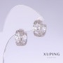 Xuping Earrings, 14mm length, 6.5mm thickness, rhodium-plated