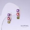 Xuping earrings with multicolored zirconia, length 18mm, thickness 5mm rhodium
