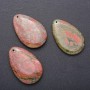 Heliotrope Jasper Pendant, Natural Stone, Drop 55x35mm