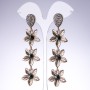 Evening Lilies Earrings with Black Crystals in Antique Gold, 25 mm wide, 95 mm long