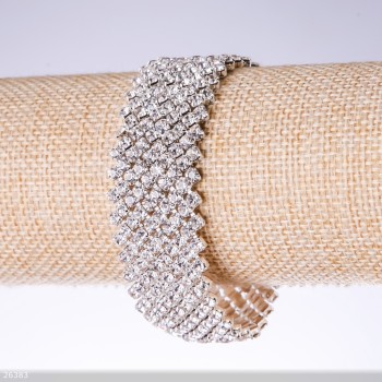 Rhinestone bracelet 'White', width 23mm, length 19cm 'silver'