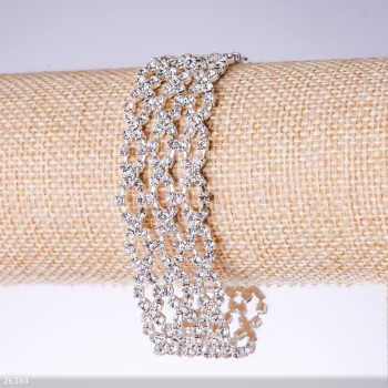 Rhinestone bracelet 'White', width 22mm, length 19cm 'Silver'