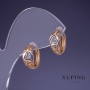Xuping Earrings 14x7mm, 18K Gold Plating and Rhodium with White Crystals