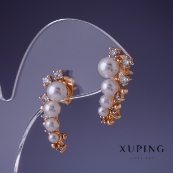 Xuping Earrings with Majorca Pearls 25×12mm 18K Gold Plating