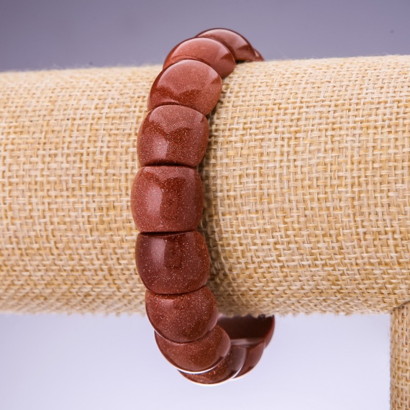 Aventurine Bracelet "Golden Sand" 15×12 mm link on elastic, circumference 20 cm