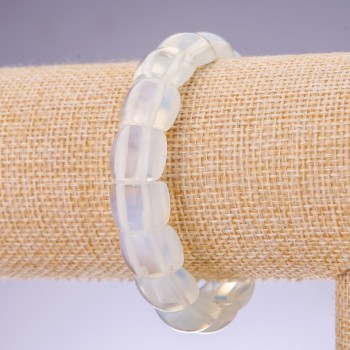 Moonstone Bracelet with 15×12 mm Links on Elastic, Length 20 cm