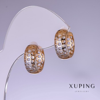 Xuping Honeycomb Earrings 15x7mm Rhodium, 18k Gold Plating