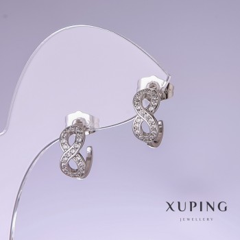 Xuping Infinity Earrings 13x5mm Rhodium-plated