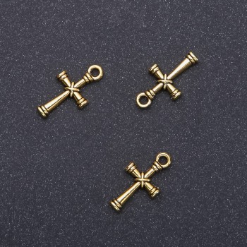 Pendant Findings Cross 'Gold', diameter 11mm, length 11mm, packaging 20 g, 25 pcs. (+ -)