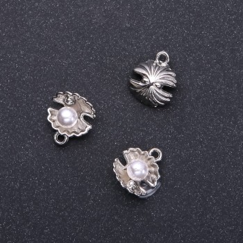 Pendant Findings 'Pearl' Silver, 13 mm diameter, 15 mm length, in-dmm packaging 9 pcs (+/-)
