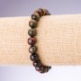 Bracelet of Bull's Eye, Tiger's Eye, and Falcon's Eye beads, smooth 10 mm diameter on elastic