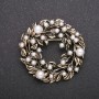 Brooch 'Wreath' with Pearl Beads in Antique Gold Color, 45 mm