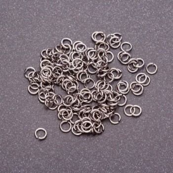Connecting rings, diameter 4 mm, gray metal, packaging 25 g