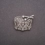 Drum Brooch with Crystals in Gray Metal 32x26mm