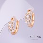 Xuping Earrings with White Zircons, 7 mm Diameter, 18 mm Length, 18K Gold Plating