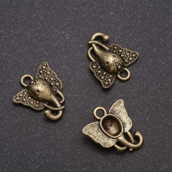 Pendant Findings Elephant (Bronze), 16x15 mm, finished diameter 20 ga, pack of 24