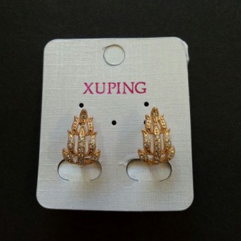 Earrings Xuping Gold-Plated Leaves 18K with White Stones 17x11 mm