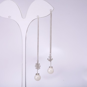 Long asymmetric stud earrings, 925 sterling silver, Sea collection, 8 mm thick, length 107–135 mm