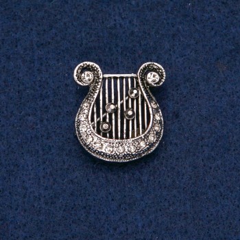 Lyra Brooch 25×23 mm in dark crystals, dark metal