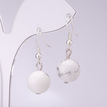 Kaholong earrings, diameter 12mm, length 34cm