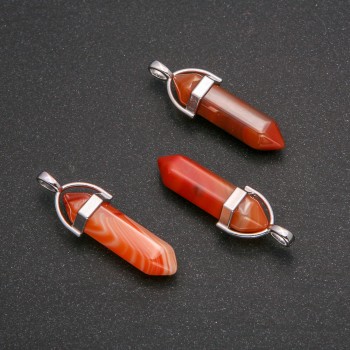 Hexagonal Carnelian Pendant 4 cm