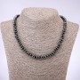 Faceted hematite rondelle necklace, 8x3.5 mm diameter, 45 cm length